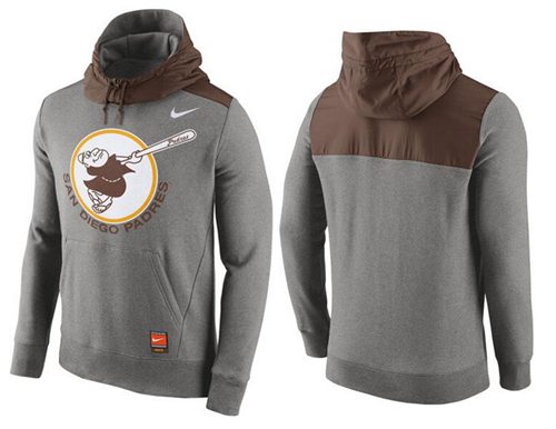 Men's San Diego Padres Nike Gray Cooperstown Collection Hybrid Pullover Hoodie